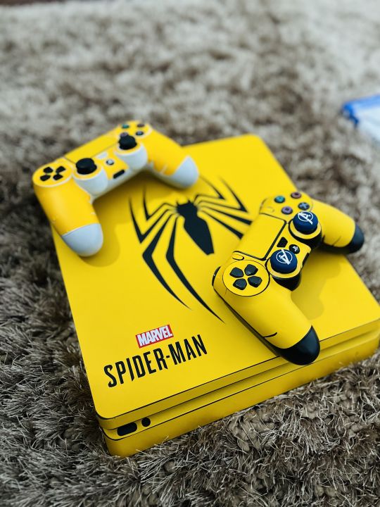 ps4%20marvel%20spider%20skin%20yellow%20with%202%20controller%20skin%20-%20Image%202