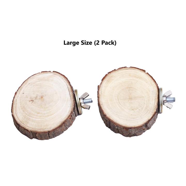 UK Bird Toy 2 Pack Perch Platform for Bird Cage, Round Wooden Perch Stand Rack Toy Best for Large, Small and Medium Parrots and Birds, Cage Decoration