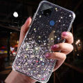 For Realme C15 Cover Fashion Shiny Glitter Starry Space Girls Slim Phone Case Clear Pink Soft TPU Silicone Bumper Shockproof Protective Back Cover. 