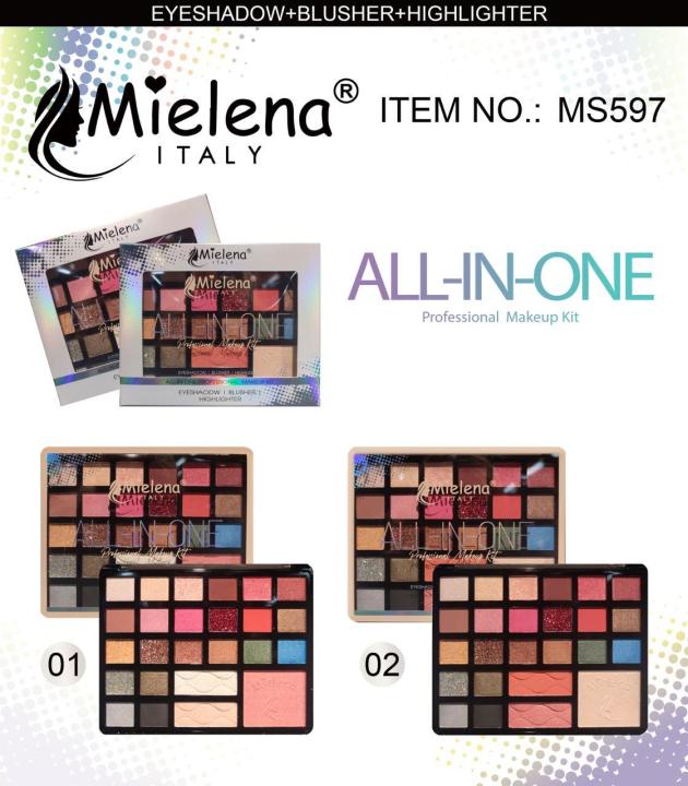 Mielena All-in-One 25 Color Eyeshadow Highliter Blushon Palette