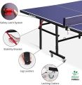 International Standard Foldable Table Tennis Table Standard Size 9'x5' with Locking Wheels, Net, Rackets Set and Balls. 