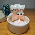 Cartoon Kitten Candle Holder Adorable Cartoon Cat Candle Holder Perfect Desktop Decoration for Christmas Birthdays Ideal Gift for Living Room Kitchen Bathroom Resin Material with Warming Paws Design. 