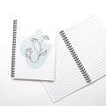 Blue & Peach Minimal Floral Spiral Notebook | Lined Pages, Soft Cover, Cute Aesthetic Stationary. 