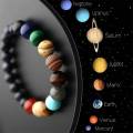Lovers Eight Planets Natural Stone Bracelet Universe Yoga Chakra Galaxy Solar System Beads Bracelets for Men Women Jewelry 6MM. 