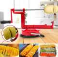 Manual red stainless steel Premium Quality twisted potato slicer spiral french fry cutter cooking tools machine vegetable. 