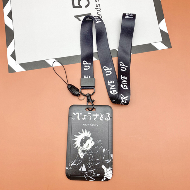 New Anime Jujutsu Kaisen PVC Card Holder Student Campus Hanging Neck Bag Card Holder Lanyard ID Card Case