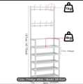 Multi-Function 5 Layers Shoe & Coat Rack with Hanger, Living Room Clothes Metal Storage Rack, Easy-to-Assemble Simple Storage Rack, Other Miscellaneous Items Storage Shelf, Suitable for Entrance, Bedroom, Living room and Bathroom. 