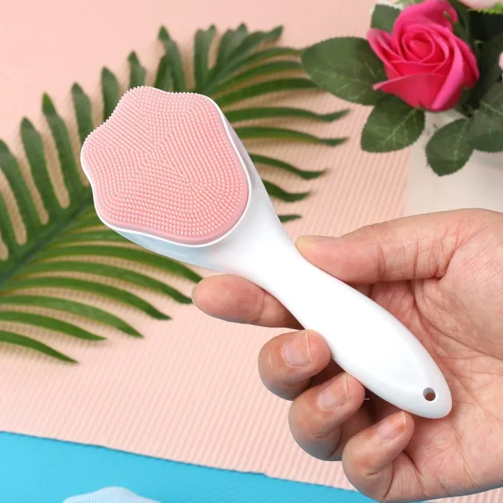 New%20%20Silicon%20Dot%20Face%20Scrubber%20Exfoliating%20Brush%20Manual%20Handheld%20Facial%20Cleansing%20Brush%20Blackhead%20Scrubber%20Soft%20Food%20Grade%20Silicone%20bristles%20for%20Face%20Skincare%20(Multicolor)%20-%20Image%204