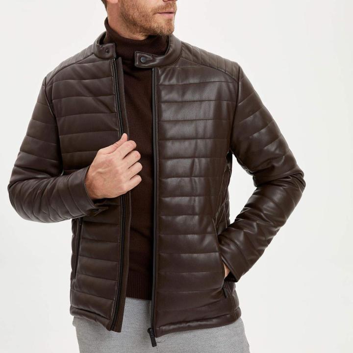 Pure Leather Puffer Jacket Men Fashion Jackets Leather Pret