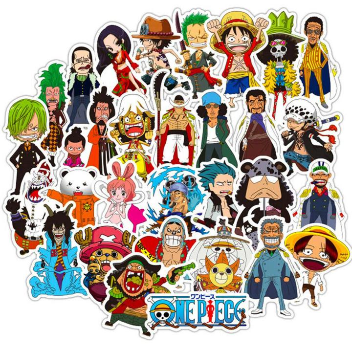 One Piece Anime DIY Sticker Water Proof Decal Vinyl for Car Skateboard, Laptop, Luggage & Guitar – 50/100 Pieces