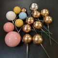 10pcs Gold/sliver Ball Cake Topper Birthday Cake Decoration Cake Decor Ornament INS Baking Tools. 
