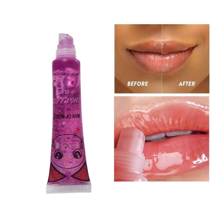 Iman of Noble Random shades New Charlotte Clear Fruit Juice Lip Gloss Crystal Jelly Moisturizing Lips Oil Lasting Not Sticky Lip Gloss Lipstick Makeups Lips Care lip gloss