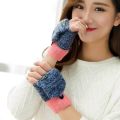 Winter Warm Wool Gloves Fashion Design Fingerless Glove Knitted Flip Flexible Exposed Finger Thick Gloves Mittens Men Women. 