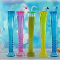 Slim Juice Bottle Random Color - 350ml Plastic Slim Bottle With Straw, Long Drinking Sipper, Twisted Tall Cups. 