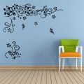 WallsArt Store Flowers Vine Wall Decals Black Flowers Wall Stickers Butterfly Wall Decor Removable Vinyl DIY Home Wall Art Stickers for Bedroom Living Room TV Wall Decoration. 