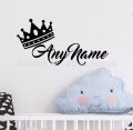 Personalized Name Princess Crown Wall Sticker Customade Prince Name Bedroom Wall Decal Art Kids Room Wall Decor. 