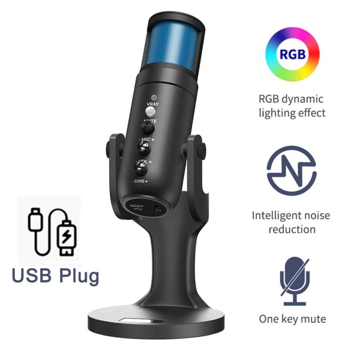 JD950 Professional USB Condenser Microphone - USB Gaming Microphone - Tap to Mute Button Plug & Play with a Live Monitoring Jeck - BM 800