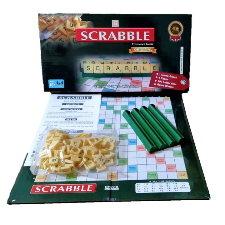 Scrabble Board Game Hard Laminated Board 15x15 Inches Large Size Spelling Game for Kids & Adults