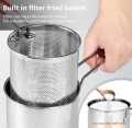 frying pot with strainer, oil filter pot, cooing pot Portable Cooking Pot with Strainer Basket French Fries Fryer 304 Stainless Steel for French Fries Chicken Fry. 