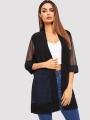 Black Mesh Front Kimono Shrug For Women. SD-652. 