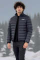 ELO - MA8 Men's Logo Printed Long Sleeve Puffer Jacket for Men. 
