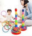 Ring Toss Game For Kids  With 18 inch Stand Floatable Rings Multicolored Durable Plastic Rings Competitive Tossing Game for Kids and Adults. 