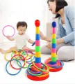 Ring Toss Game For Kids  With 18 inch Stand Floatable Rings Multicolored Durable Plastic Rings Competitive Tossing Game for Kids and Adults. 