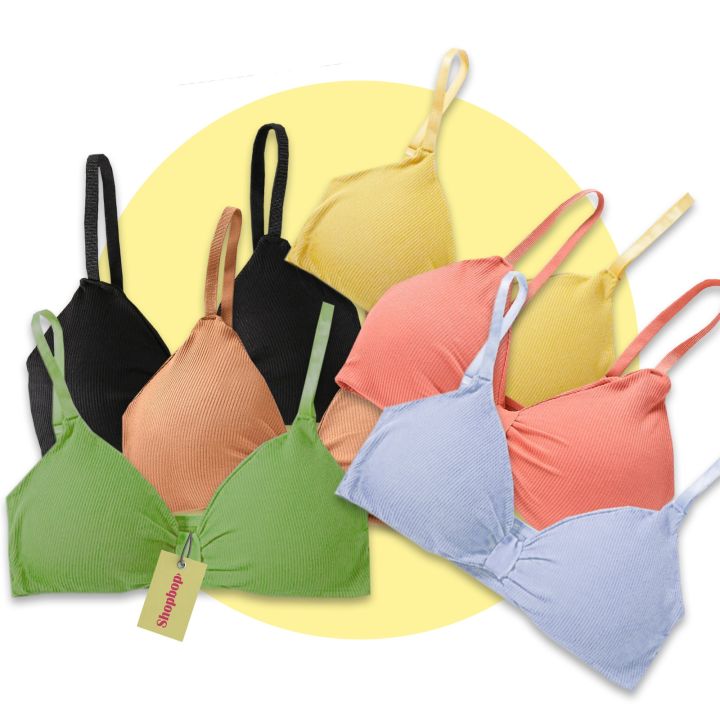 SHOPBOP Fancy Triangle Cup Girls Bra – Soft Stretchable Blouse | Beautiful Back Design | No Hooks or Wires | Multicolors | Free Size Fits 28 to 36
