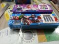 1 Button Pencil Box with Sharpener & Calculator  Double Sided Plastic Pencil Box Pack of 01 Pcs. 