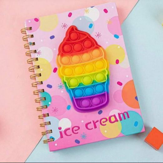 Notebook | 1pc Ice Cream Design Push Pop Bubble Notebook|  Creative Decompression Notebook For Students| Notebook for student & multipurpose use | In best & original quality