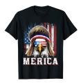 Merica Eagle Mullet 4 Juli bendera Amerika bintang kaus garis-garis merek baru kaus pria baju baru katun Camisas Hombre. 