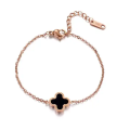 New Fashion Stainless Steel Four Leaf Clover Bracelet Gold Plated Flower Bracelets for Women Girls. 