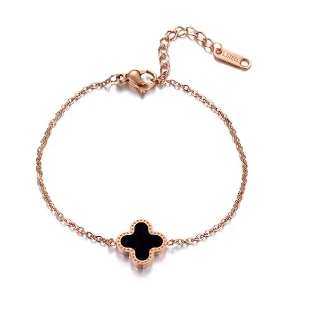 New Fashion Stainless Steel Four Leaf Clover Bracelet Gold Plated Flower Bracelets for Women Girls