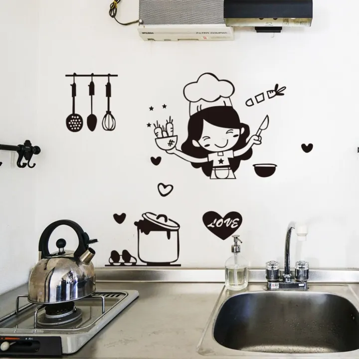 Creative%20Cartoon%20Happy%20Girl%20Chef%20Sticker%20Black%20PVC%20Loves%20Cooking%20Wall%20Sticker%20Non-toxic%20Cute%20Kitchen%20Decal%20Home%20Decor%20-%20Image%205