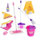 Little Helper Cleaning Trolley Cart  Pretend Play Cleaning Toy Play Set with Cart, Broom, Mop, Bucket, Dust Pan, Brush, Cleaning Rag, Mock Soap Bottle. 