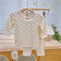Milk protein lycra cotton children's autumn clothes and autumn pants set A cotton boys and girls baby loungewear underwear. 