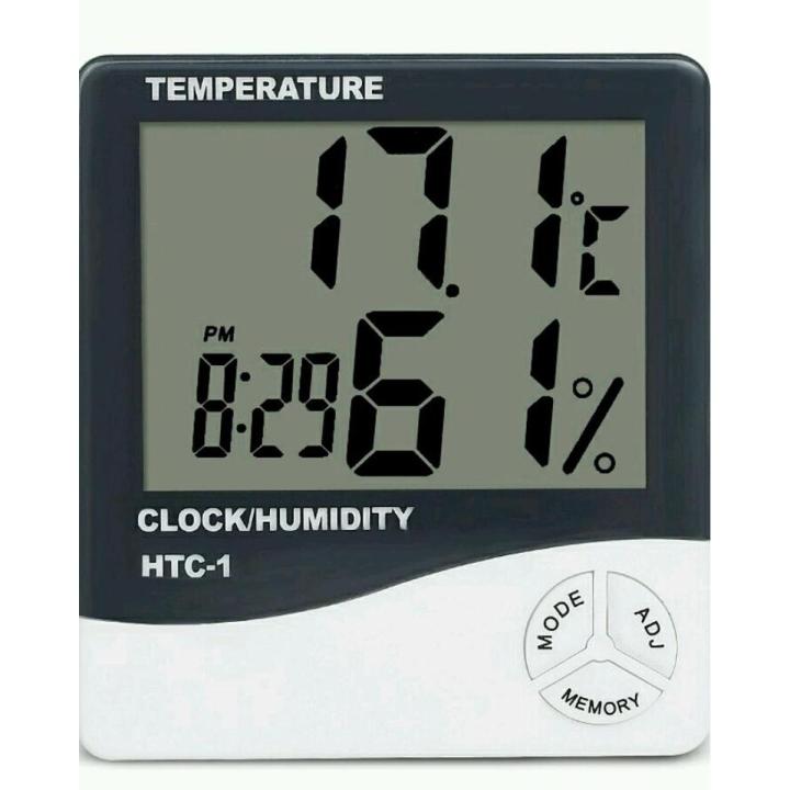 Indoor Room LCD Digital Thermometer Alarm Clock HTC-1 White
