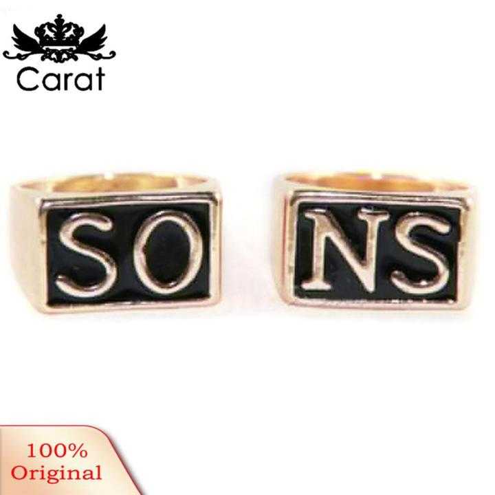 Carat 2Pcs/set Punk Stainless Steel Sons of Anarchy Couple Finger Rings Jewelry Gift
