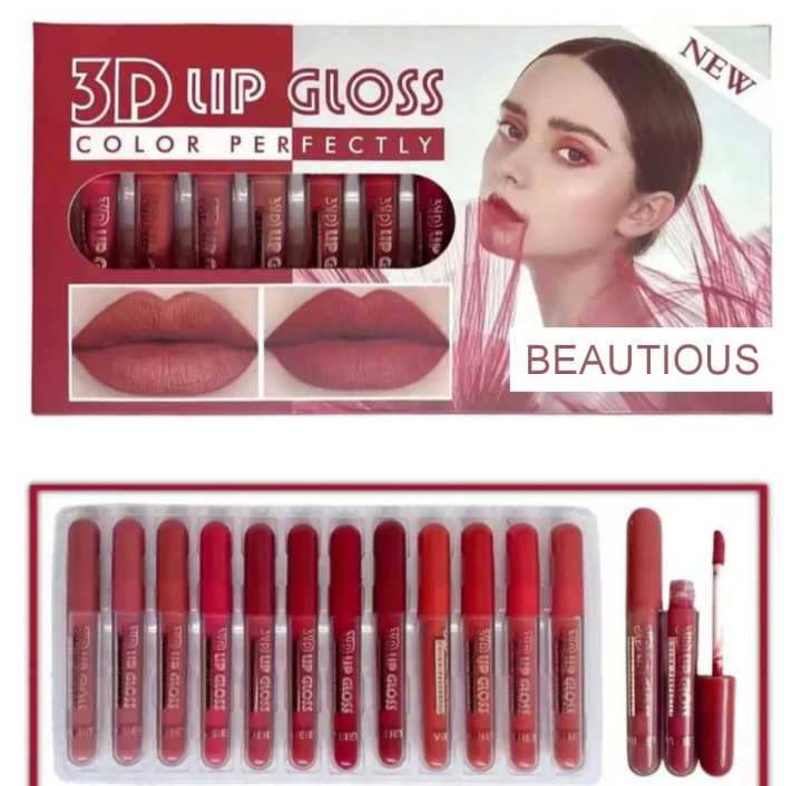 Beautious%20Pack%20of%206%20&%2012%20Lipgloss%20Matte%20Nude%20Redish%20Shades%20Lipglosses%20Lipsticks%20-%20Image%202