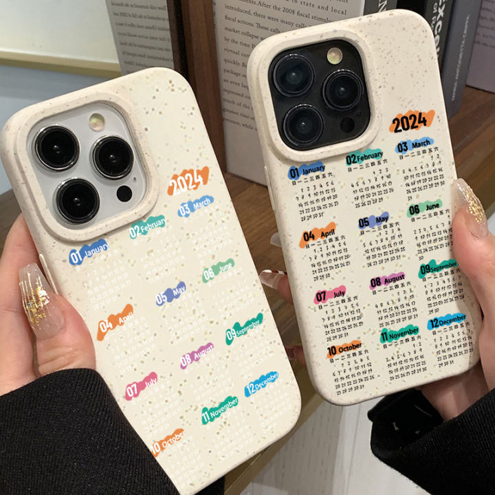 2024 Calendar Silicone Phone Case for IPhone 11 12 13 14 15 Pro Max 6s 7 8 Plus Se 2020 XS Max XS XR Covers Shockproof Phone Casing Shell