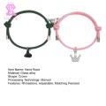 Vogue Couples Bracelets Long Distance Relationship Matching Bracelets with Magnetic Clasp Romantic Crown Pendant Hand Robe Perfect Gift for Him Her Buyers' Favorite Anniversary Gift for Couples. 