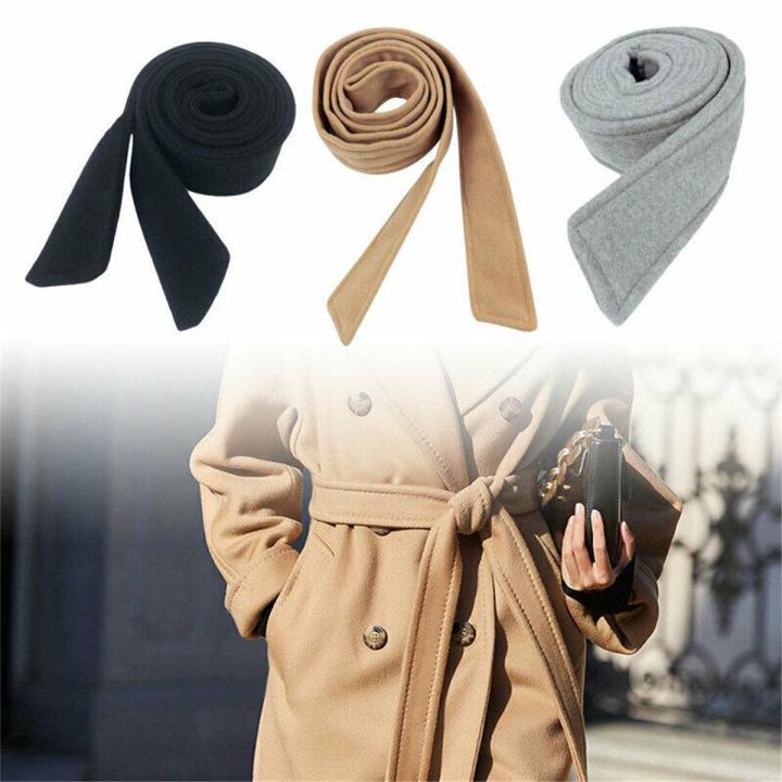 Men Women Vintage Classic Jacket Overcoat Waistband Faux Wool Coat Belt Woolen Sash