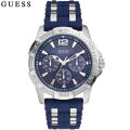 Guess Oasis Quartz Blue Dial Two-Tone Steel & Rubber Men's Watch-W0366G2. 