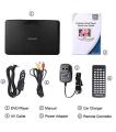 DBPOWER 14" Portable DVD Player with Rechargeable Battery, Swivel Screen, Supports SD Card and USB, with 1.8M Car Charger and 1.8M Power Adaptor (Black). 