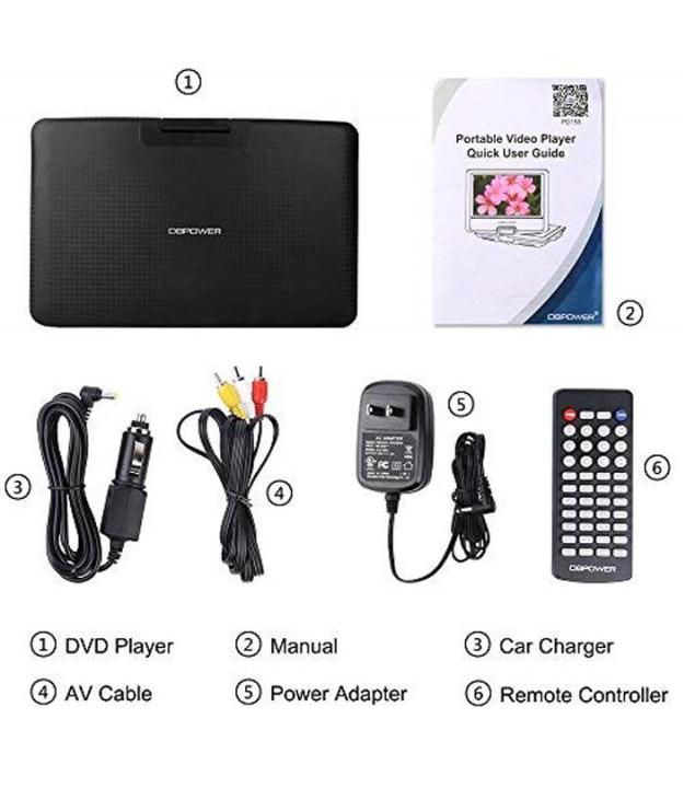 DBPOWER%2014"%20Portable%20DVD%20Player%20with%20Rechargeable%20Battery,%20Swivel%20Screen,%20Supports%20SD%20Card%20and%20USB,%20with%201.8M%20Car%20Charger%20and%201.8M%20Power%20Adaptor%20(Black)%20-%20Image%206