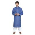 Peter Sham Branded Cotton Ink Blue Embroided Kurta For Men. 