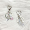 Harajuku Y2k Guitar Love Heart Star Key Chain for Women Sweet Cool Trend Pendant STARLITE. 