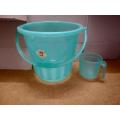 2 Pcs Set 1 Bucket 15 Liters Capacity 1 Mug Bath Set Transparent Pure Plastic (Multicolours). 