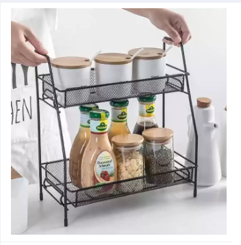 MTJ 2 Layer Multi Functional Rack Metal Foldable Kitchen Spice Racks ...