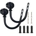 1 Pair of Metal Curtain Hooks - Retro Wall Mounted Curtain Hold Back Tiebacks Wall Hook Tassel Drapery Holder (Black). 